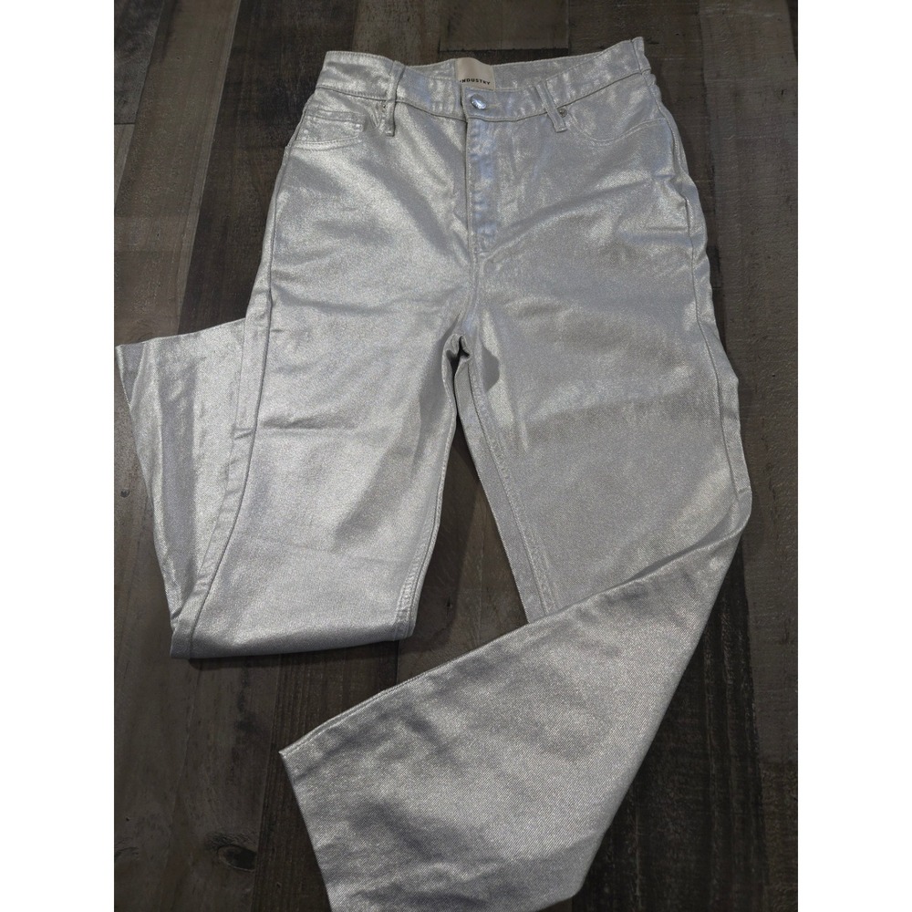 Industry‎ Republic Clothing Metallic Silver High Rise Straight Leg Jeans Size 6